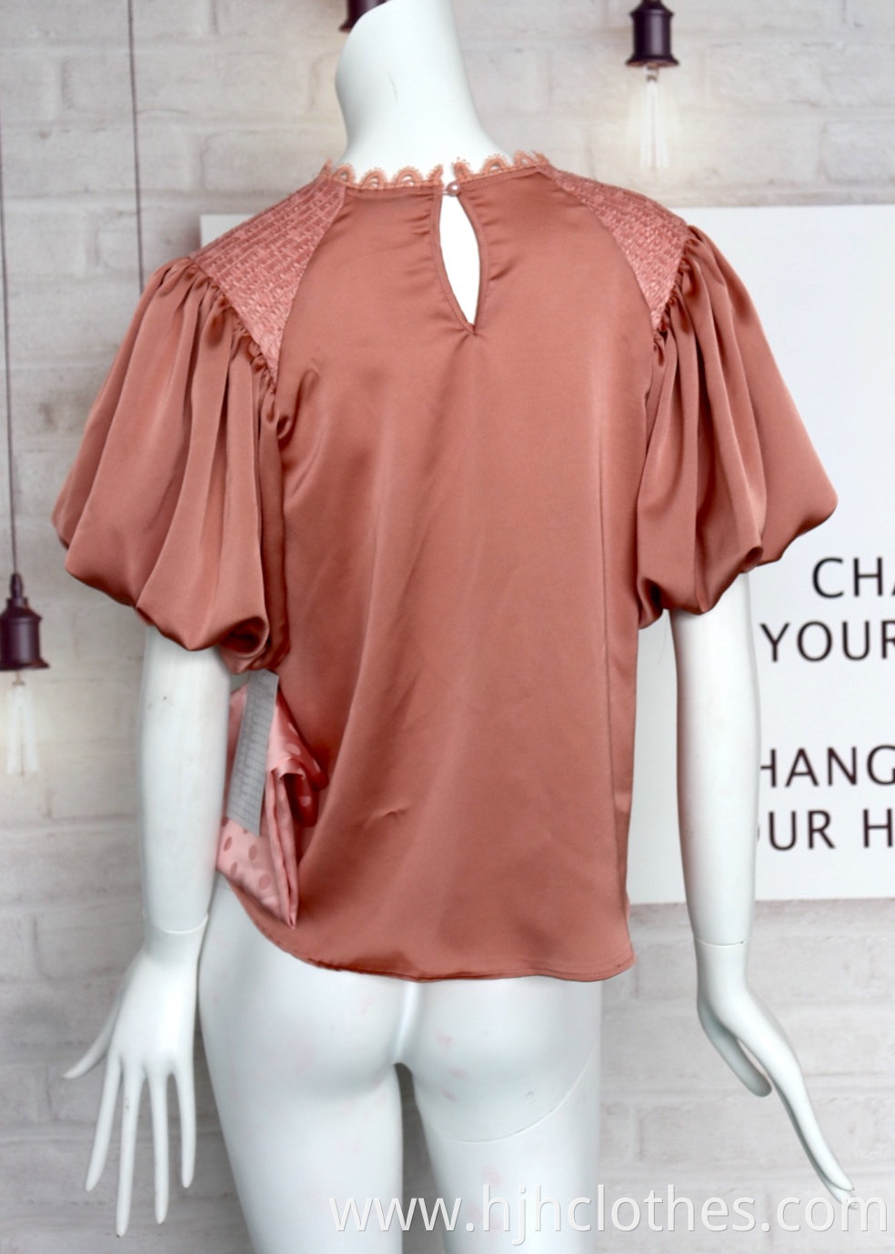 Sweet Blouse With Loose Puffy Sleeves For Ladies